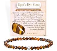 Ojo de Tigre - Fuerza y Confianza - Pulseras de Cuentas para las Mujeres, 4mm Cristal Plata de ley 925 Piedra Natural Elásticas con Piedras Preciosas de para Mujer, Joyería de Chakra Regalos