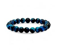 OJO DE TIGRE® - Pulsera OJO DE TIGRE piedras naturales de calidad - Cuentas de bolas 8 mm - Cristales y piedras semipreciosas energéticas para mujer y hombre - Amuleto buena suerte (Ojo Tigre Azul)