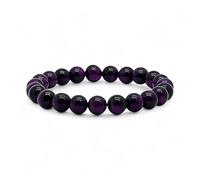 OJO DE TIGRE® - Pulsera OJO DE TIGRE piedras naturales de calidad - Cuentas de bolas 8 mm - Cristales y piedras semipreciosas energéticas para mujer y hombre - Amuleto buena suerte (Ojo Tigre Morado)