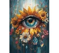 Ojo Pintura de Diamante Flor Diamond Painting Adultos, 5D Pintura de Diamante Kit Completo para Adultos, Diamond Painting Art Manualidades Adulte Para Decoración De Pared Del Hogar 90X120CM, Model 373