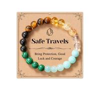 ojokiss Pulseras de piedra natural de protección, regalos de viaje seguros para mujeres con tarjeta de cita, M, Piedra, No es una piedra preciosa