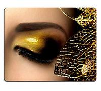 (Ojos Alfombrilla de ratón) Caucho Natural Gaming Mousepad Glamour de Moda Holiday Gold Glittering Eyeshadows