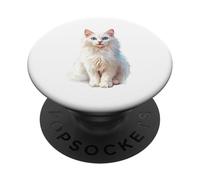 Ojos Azules felinos esponjosos para Amantes de Las Mascotas PopSockets PopGrip Adhesivo