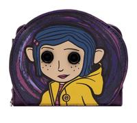Ojos de Botón Coraline Universo Paralelo Fantasía Oscura Cartera Bolsillo con Cremallera para Monedas y Porta Tarjetas, Morado