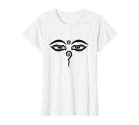 Ojos de Buda Compasión Budismo Meditación Zen Religión Camiseta gráfica económica, Mujer, Blanco, M