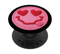 Ojos de corazón Cara San Valentín Estilo Hilo Redondo Personaje gráfico PopSockets PopGrip Adhesivo