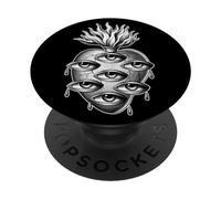 Ojos de corazón llameantes Que Todos Ven Blackwork gótico PopSockets PopGrip Adhesivo
