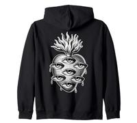 Ojos de corazón llameantes Que Todos Ven Blackwork gótico Sudadera con Capucha