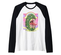 Ojos en Forma de pepinillos Kawaii de estética extraña Camiseta Manga Raglan