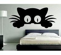 Ojos Grandes Gato Pegatina Niño Niña Niños Habitación Bebé Habitación Vinilo Pared Art Deco Patrón Etiqueta Extraíble 132X57 Cm