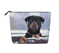 Ojos para Collar de Nieve para Perros Rottweiler,Neceser de Maquillaje de imitación Lino, Neceser de Viaje portátil