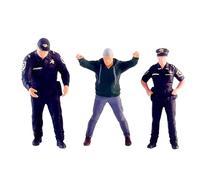 OJREEUB 3 figuras de policías y ladrones de 1/64, modelo S, calibre S, decoración de paisaje