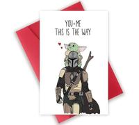 OJsensai Divertida tarjeta de Yoda para bebé, adorable tarjeta de Yoda para el día de San Valentín para marido o esposa, tarjeta temática mandaloriana de Star Wars para cónyuge ex, You + Me This Is
