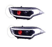 OJTEMHBH Faros Delanteros Para Jazz Fit GK5 2014-2020 LED Faro Señal De Giro LED DRL Doble Lente Hid Bi Xenon Auto Accesorios Par Lámpara Frontal Principal(2pcs White film)