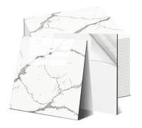 OJTOJT Azulejos de pared autoadhesivos, 44 unidades, 30 x 30 cm, resistentes al agua y a la suciedad, adhesivos para azulejos de mármol para cocina, salón (44, blanco marfil)