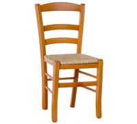 ok affarefatto zimbardi costanza Silla de madera maciza de color cerezo con asiento de paja para restaurante, casa, modelo rústico, robusta, con patas de 36 x 40 mm, ya montada