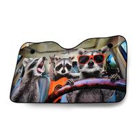 OK Cars AZ-SAA-043 Protector Solar para Parabrisas de Coche, Parasol con diseño de mapaches,130 x 70 cm