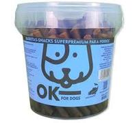 OK FOR DOGS Barritas de Buey/Pollo/Cordero o Salmón con Arroz Snack y Premio Saludable para Perros - Bote con Asa y Cierre 800 gr (Salmón & Arroz)