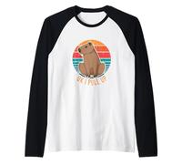 Ok, levanté un Divertido carpincho Retro al Atardecer, Amantes de los Animales Camiseta Manga Raglan
