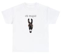 Ok Stupid - Camiseta divertida y sarcástica con significado oculto de burro, Blanco, M