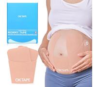 OK TAPE 4 parches de soporte abdominal para embarazo, alivio del dolor pélvico y de espalda, banda de kinesiología extra ancha para el apoyo de la piel embarazada, (10 x 45 cm + 10 x 25 cm x 2)