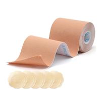 OK TAPE Boob Tape Boobtapes - Cinta de Levantamiento de Senos Grandes para Vestidos, Cinta de Levantamiento de Senos con 5 Pares de Fundas para pezones, Cinta Invisible para Ropa (Beige-7,5cm)