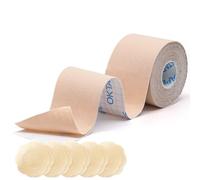 OK TAPE Boob Tape Boobtapes - Cinta de Levantamiento de Senos Grandes para Vestidos, Cinta de Levantamiento de Senos con 5 Pares de Fundas para pezones, Cinta Invisible para Ropa (Rosa-5cm)