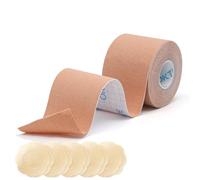 OK TAPE Boob Tape Boobtapes - Cinta de Levantamiento de Senos Grandes para Vestidos, Cinta de Levantamiento de Senos con 5 Pares de Fundas para pezones, Cinta Invisible para Ropa (Beige-5 cm)