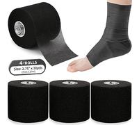OK TAPE Cinta adhesiva preenvasada (4 rollos) - Espuma protectora atlética para deportes, protección para tobillos, muñecas, manos y rodillas, 7cm x 27m,Negro