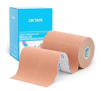 OK TAPE Cinta Cinemática Básica de Cinta Elástica Impermeable Para, Libre de Látex, Alivio del Dolor, Recuperación de Lesiones, Cinta sin Cortar, 5cm x 5m,(2 Rollos,Beige)