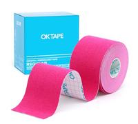 OK TAPE Cinta Cinemática Básica de Cinta Elástica Impermeable Para, Libre de Látex, Alivio del Dolor, Recuperación de Lesiones, Cinta sin Cortar, 5cm x 5m,(1 Rollos,Rosa)