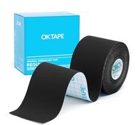 OK TAPE Cinta Cinemática Básica de Cinta Elástica Impermeable Para, Libre de Látex, Alivio del Dolor, Recuperación de Lesiones, Cinta sin Cortar, 5cm x 5m,(1 Rollos,Negro)