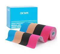 OK TAPE Cinta Cinemática Básica de Cinta Elástica Impermeable Para, Libre de Látex, Alivio del Dolor, Recuperación de Lesiones, Cinta sin Cortar, 5cm x 5m,(4 Rollos,Color Mixto)