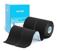 OK TAPE Cinta Cinemática Básica de Cinta Elástica Impermeable Para, Libre de Látex, Alivio del Dolor, Recuperación de Lesiones, Cinta sin Cortar, 5cm x 5m,(2 Rollos,Negro)