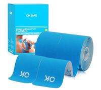 OK TAPE Cinta Cinemática Precortada de 25cm, 20 tiras, cinta deportiva elástica de algodón, sin látex, 5 cm x 5 m(2 Rollos,Azul Claro)