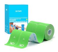 OK TAPE Cinta Cinemática Precortada de 25cm, 20 tiras, cinta deportiva elástica de algodón, sin látex, 5 cm x 5 m(2 Rollos,Verde)