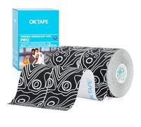 OK TAPE Pro Cinta de kinesiología, 5cm x 5m de corte libre, cinta atlética elástica terapéutica sin látex,(2 Rollos,Negro Blanco)