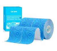 OK TAPE Pro Cinta de kinesiología, 5cm x 5m de corte libre, cinta atlética elástica terapéutica sin látex,(2 Rollos,Azul)
