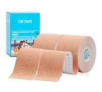 OK TAPE Pro Cinta de kinesiología, 5cm x 5m de corte libre, cinta atlética elástica terapéutica sin látex,(2 Rollos,Beige)