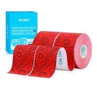 OK TAPE Pro Cinta de kinesiología, 5cm x 5m de corte libre, cinta atlética elástica terapéutica sin látex,(2 Rollos,Rojo)