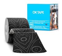 OK TAPE PRO - Rollo de cinta de kinesiología sin cortar, cinta elástica de terapia física para alivio del dolor, apoyo muscular, cinta cinética, resistente al agua, 2 pulgadas x 16.4 pies, color negro