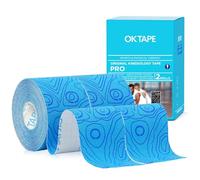 OK TAPE Rollo De Cinta Kinesiológica Sin Cortar, Pro Adhesiva Y Cinta K Resistente Al Agua, Para Alivio Del Dolor, Soporte Muscular, Cinta Cinética Versátil, 2" X 16.4'-Azul 2 Rollos