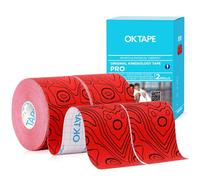 OK TAPE Rollo De Cinta Kinesiológica Sin Cortar, Pro Adhesiva Y Cinta K Resistente Al Agua, Para Alivio Del Dolor, Soporte Muscular, Cinta Cinética Versátil, 2" X 16.4'-Roja 2 Rollos