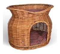 OKAFFAREFATTO MADDALONI Cesta para tumbona iglú de dos pisos de mimbre natural con dos cojines