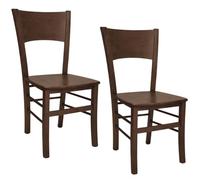 OKAFFAREFATTO MADDALONI Lucy - Juego de 2 sillas de comedor de madera de nogal oscuro con asiento de madera maciza