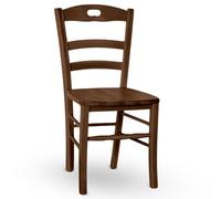 OKAFFAREFATTO MADDALONI Silla de madera maciza con asiento de madera maciza para restaurante o casa, ya montada, color nogal oscuro, modelo Lory, con reposapiés redondeado, con fijación del asiento