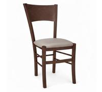 OKAFFAREFATTO MADDALONI Sillas de comedor Lucy de madera de nogal oscuro con asiento acolchado agrigio gris tórtola