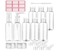 okalabandee Juego de Botellas de Viaje de 18 Piezas, 100ml Rellenables botella de viaje a prueba de fugas, portátiles botella de Viaje Set para Champú, Loción y Cosmética