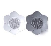 Okami Products Jabonera de silicona con diseño de flores japonesas, paquete de 2 jaboneras (blanco y gris)