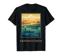 Okavango Delta Botswana Safari Humedales Arte Retro Camiseta